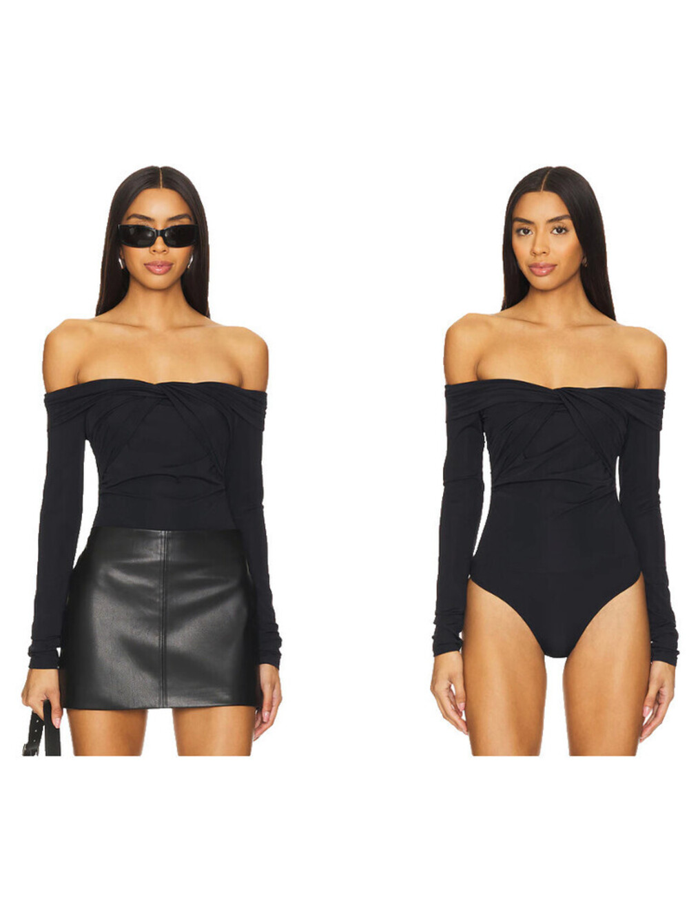Superdown Bodysuit off the shoulder long sleeve Black Size M MWT